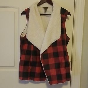 Bit and Bridle Fleece Linen Buffalo Plaid Vest
